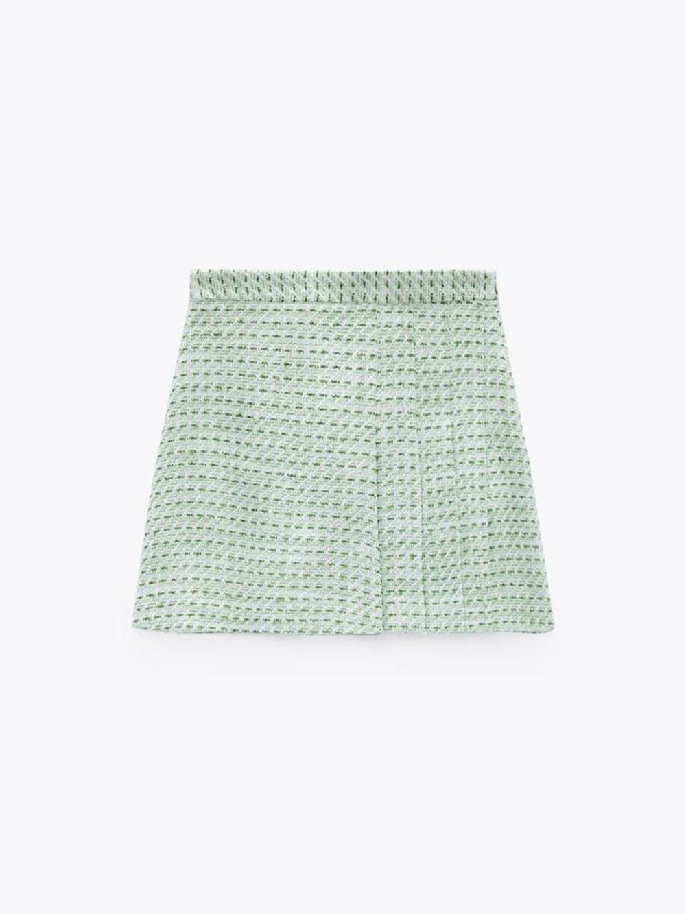 NWT Zara - Green and White Tweed Pleated Mini Skirt - Picture 4 of 6